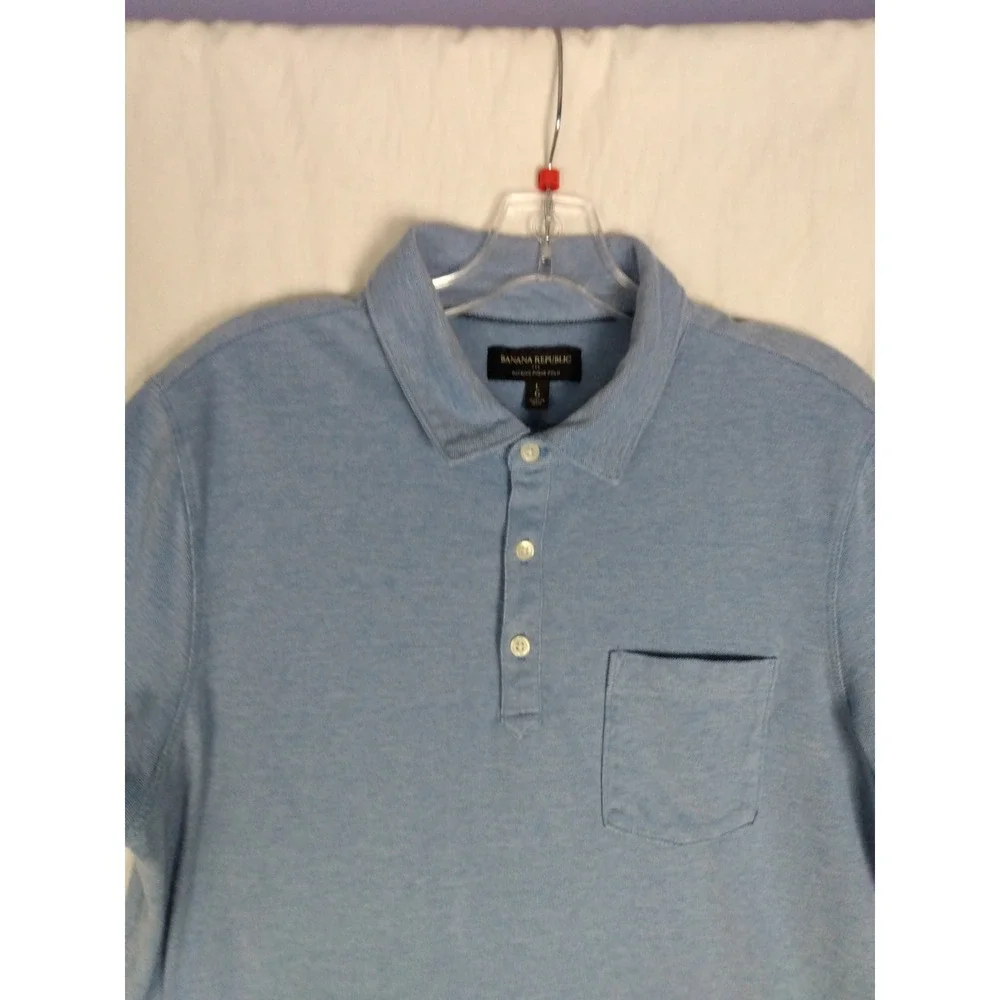Banana Republic Blue Men Pique Polo‎ Shirt Casual Size L
